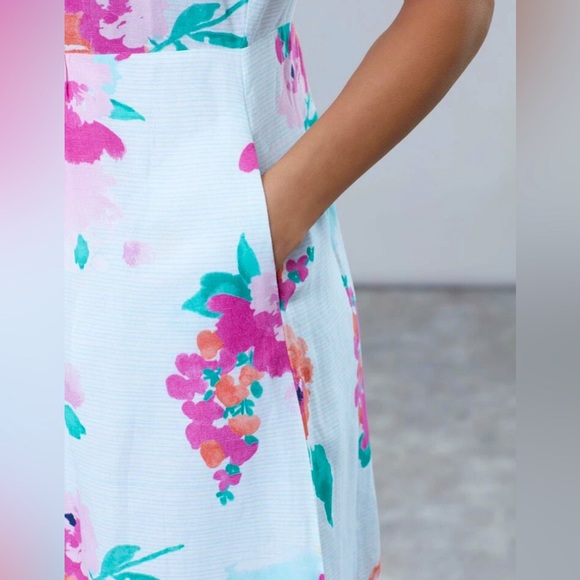 Joules ZOEY V NECK STRAPPY DRESS Aqua Stripe Rose Size US 8- NWT - Picture 8 of 10